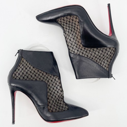 Christian Louboutin Botín Papilloboot 100 Tacones Cuero Negro EU 37 - Imagen 3 de 12