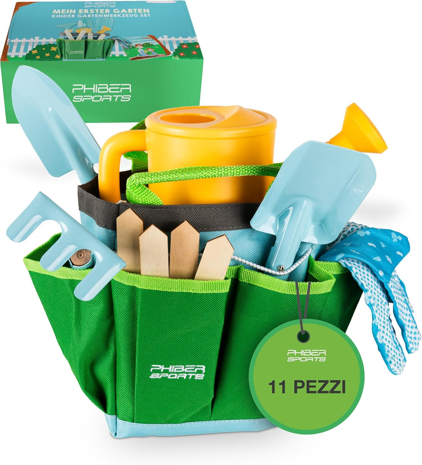 Attrezzi Giardino Bambini 11 Pz - Set Professionale Junior in Metallo