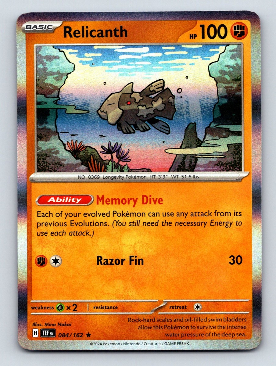 Basic Relicanth HP 100 Memory Dive Razor Fin Rarity Orange Pokémon