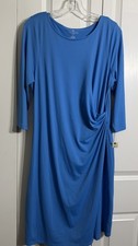 Talbots Petites Women's Dress Stretch Faux Wrap Ruched 3/4 Sleeve XLP