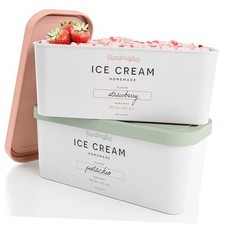 Set of 2 Reusable Ice Cream Tub Containers 2 Quart Each - Perfect for