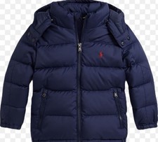 Polo Ralph Lauren Boys Navy Blue Ripstop Hooded Puffer Down Jacket Size 5 NWOT