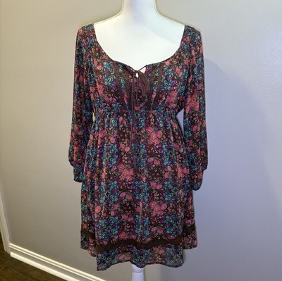 Flying Tomato Tunic Dress Floral Boho Hippie Festival Women s Size Large