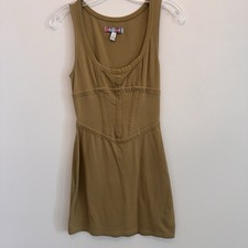 Urban Outfitters Women's Small Mustard Gold Corset Mini Dress Seamed Tank Ribbed