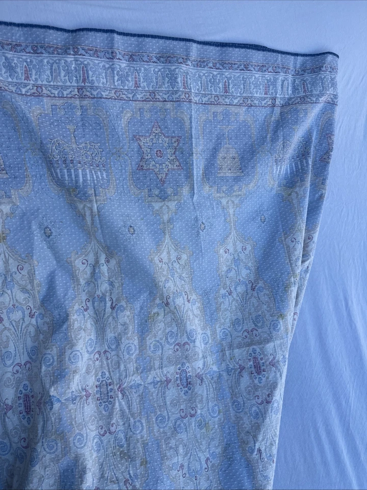 Mantel Vintage Wilton Court Designs Candle Star 75Lx62W Azul Dorado Punto Blanco Foto 4 de 4