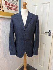 Holland Esquire Men’s Hand Customised Blazer Jacket Navy Linen Sports Size 40