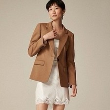 J. Crew Women's Helena Blazer in Wool-Blend Flannel Camel Brown Size 6 NWT