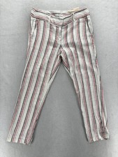 Ann Taylor Loft Pants Womens 6 White Red Striped Marisa Skinny Linen Blend NWT