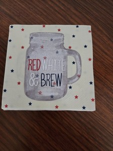 Patriotic 4th Of July Red White And Brew Beverage Napkins