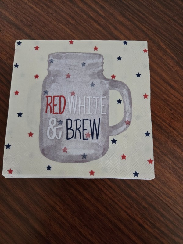 Patriotic 4th Of July Red White And Brew Beverage Napkins