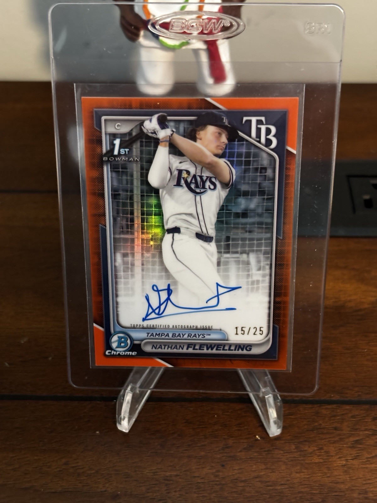 2024 Nathan Flewelling 1st Bowman Chrome Auto True Orange /25 Rays