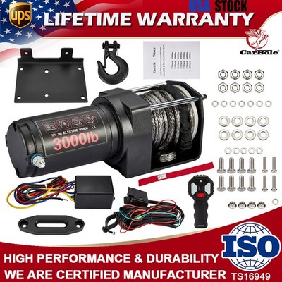 3000 lb ATV Winch 12V DC Electric Winch with Wireless Remote and Wired Switch US