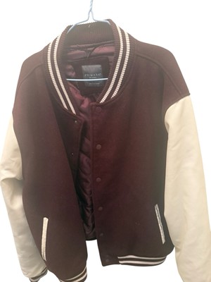 Primark Burgandy Brand White Top Varisty Polyester Outdoor Coat Jacket 3XL