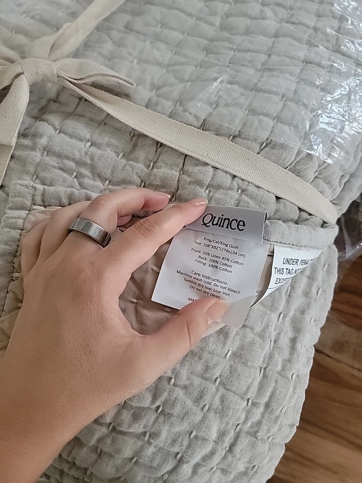 Edredón Quince Europeo de Lino y Algodón Puntada, King Cal Kimg, Nuevo sin Etiquetas Foto 2 de 3