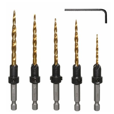 7/64''；9/64''；11/64''；3/16''；7/32'' Multifunctional Countersink Drill Bit Set