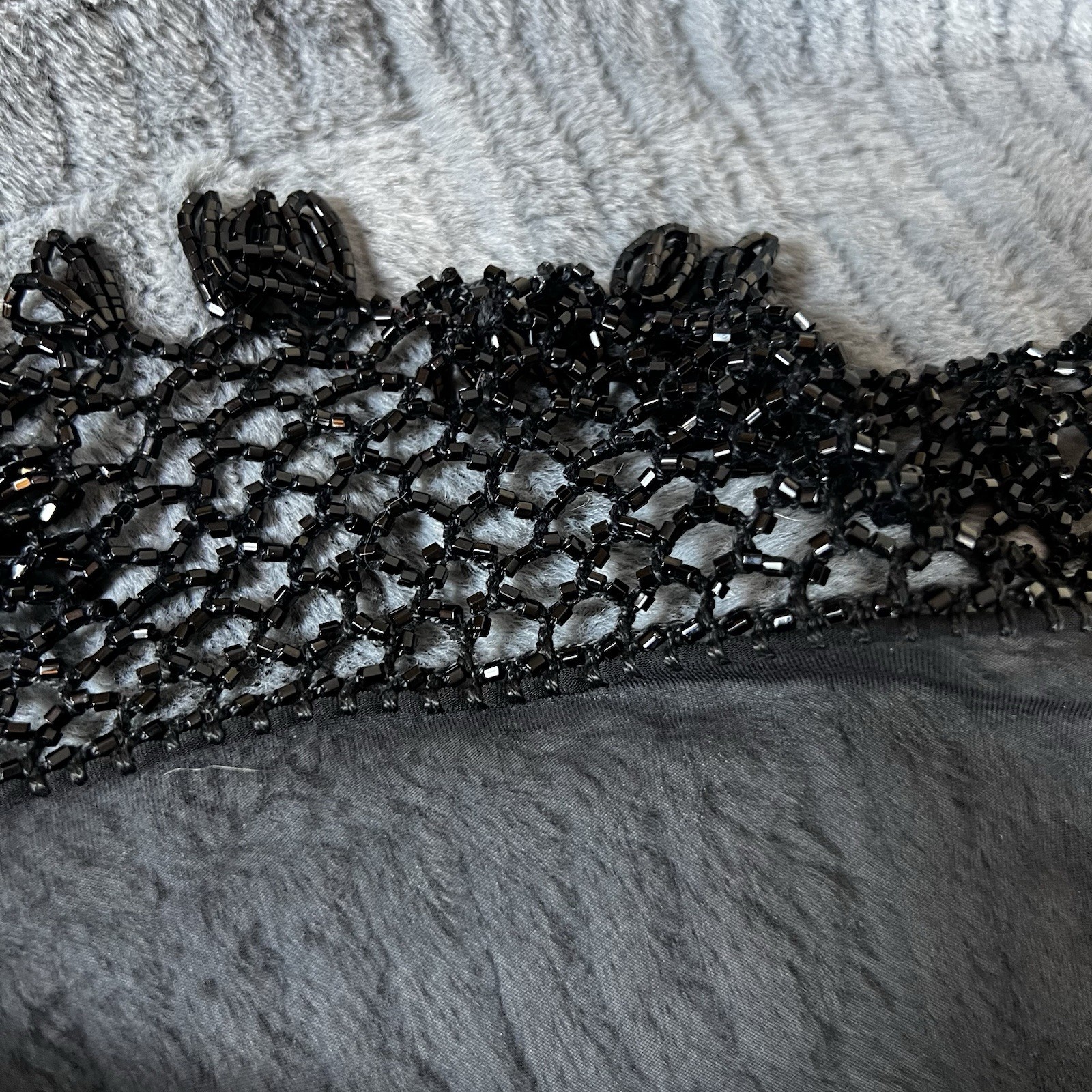 Sheer w/ 3” Beaded Border Triangular Wrap/Shawl S… - image 7