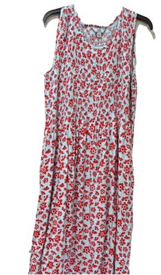 Croft & Barrow Red White Blue Floral Sleeveless Midi Sundress Scoop Neck XL