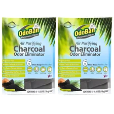 2 Pack OdoBan Air Purifying Charcoal Odor Eliminator 6-Pack 10g Bags Non-Toxic