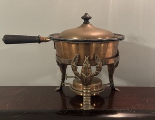 Antique Joseph Heinrichs Bronze Chafing Serving Dish Figural Lobster Legs Torch