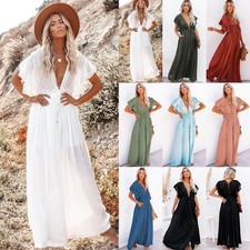 Womens Summer Bikini Cover Up Sarong Beach Holiday Maxi Dress Swimwear Tops Size