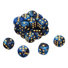 24Pcs 6 Sided Colored Standard Dice Acrylic D6 Mini Game Dice Black/Blue Gold