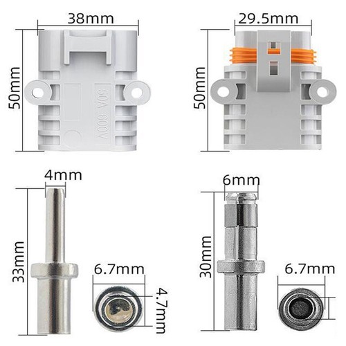 Connector -20°C To 105°C 10mm² Wire Diameter 50A 600V Dustproof Gray PPO - Picture 10 of 12