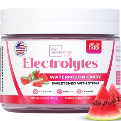 Watermelon Candy Electrolytes Powder   Sugar-Free Hydration Drink Mix with 62...