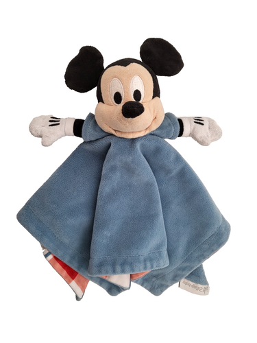 Mickey Mouse Security Blanket Plush Disney Store Blue Red Plaid Soft Toy Blankie - Picture 3 of 9