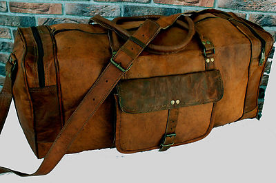 Sac De Sport En Cuir Véritable Vintage Pour Homme - Marron - Taille S - Neuf Sans étiquette