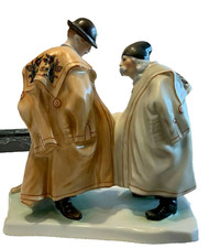 OLD AND YOUNG HUNGARIAN SHEPHERDS SHAKING HANDS, VINTAGE COSTUME, 8 3/4