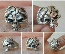 925 MENS SILVER RING skull motorcycle pirate claws