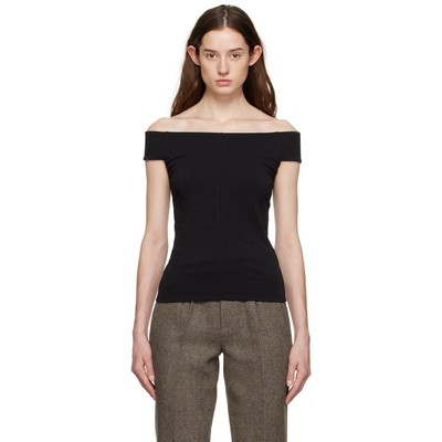 Anine Bing - Sara off-the-shoulder stretch-cotton jersey top - XS - Black