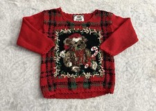 Vintage Tiara Teddy Bear Christmas Sweater Size 6