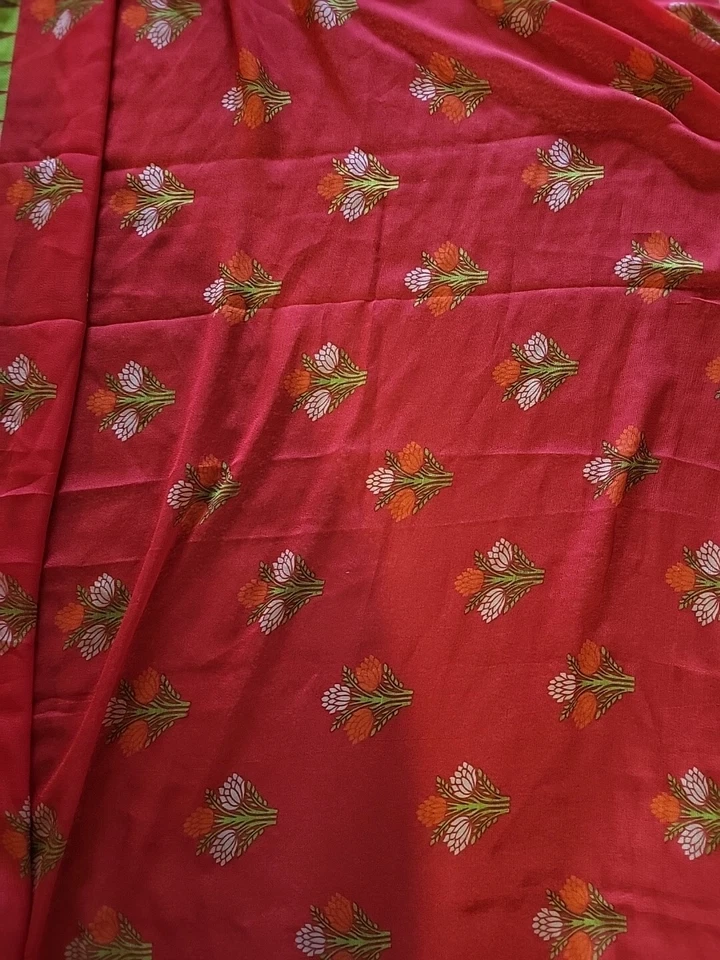 Traditional Indian Saree Party Red Sari India gift #3334 - Image 2 of 4