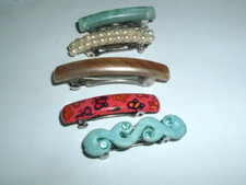 5 Vintage Victorian Little Girl Jeweled Clip Hair Barrettes