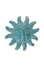 Clay Sun-Mexican Folk Art-Handmade-Painted-Garden-12 inch-Rustic Wall-Turquoise