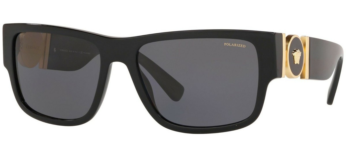 POLARIZED Genuine VERSACE MEDUSA MEDAILLON Black Grey Sunglasses  