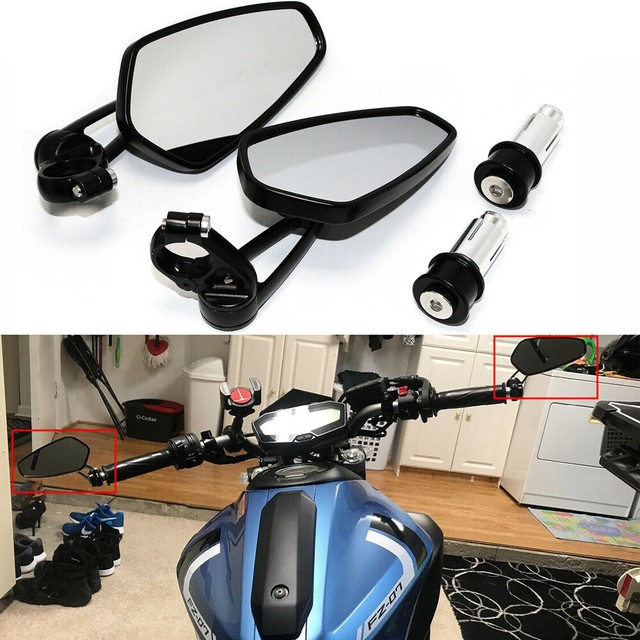 1Pair 7/8" Handle Bar End Side Mirrors Arrow Mirror For Yamaha FZ07