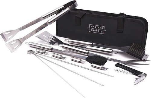 BBQ Tool Set Stainless Steel Outdoor Grill Utensil Cooking Cutlery Kit with Case - Picture 5 of 17
