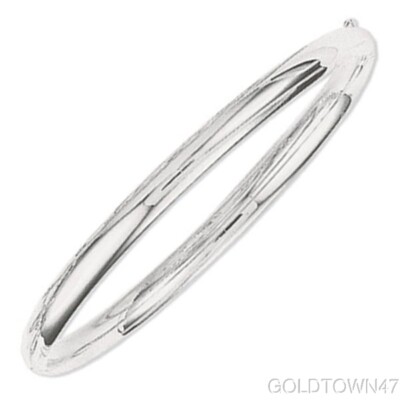 14kt White Gold 5.0mm Shiny Round Dome Classic Bangle 