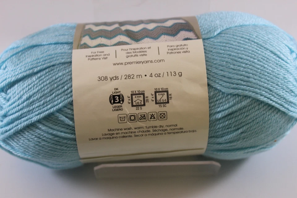 1 madeja Premier Deborah Norville Everyday Baby azul aguamarina anti-pilling acrílico Foto 2 de 3