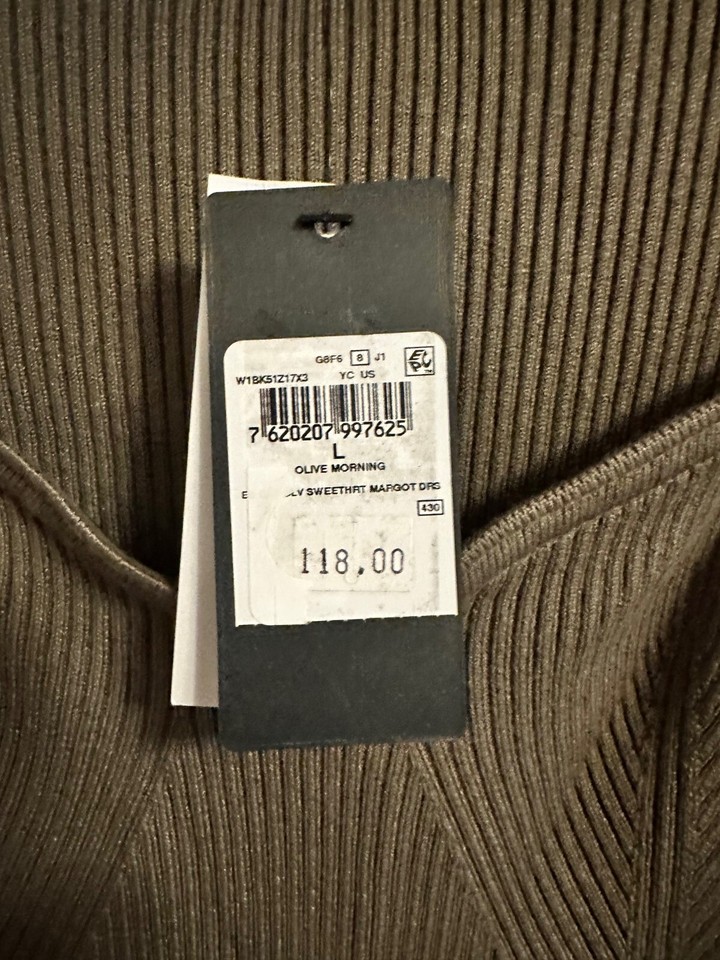 Guess Midi Dress Womens L Margot Cap Sleeve Sweetheart Neckline Sweater