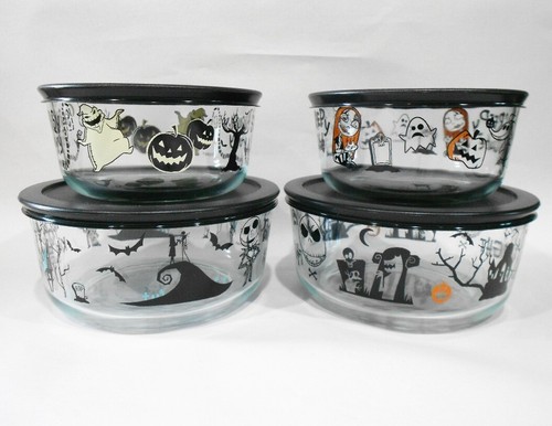 ❤️ 8-pc PYREX Nightmare Before Christmas HALLOWEEN Storage Set FRIGHT SPOOKY - Picture 7 of 11