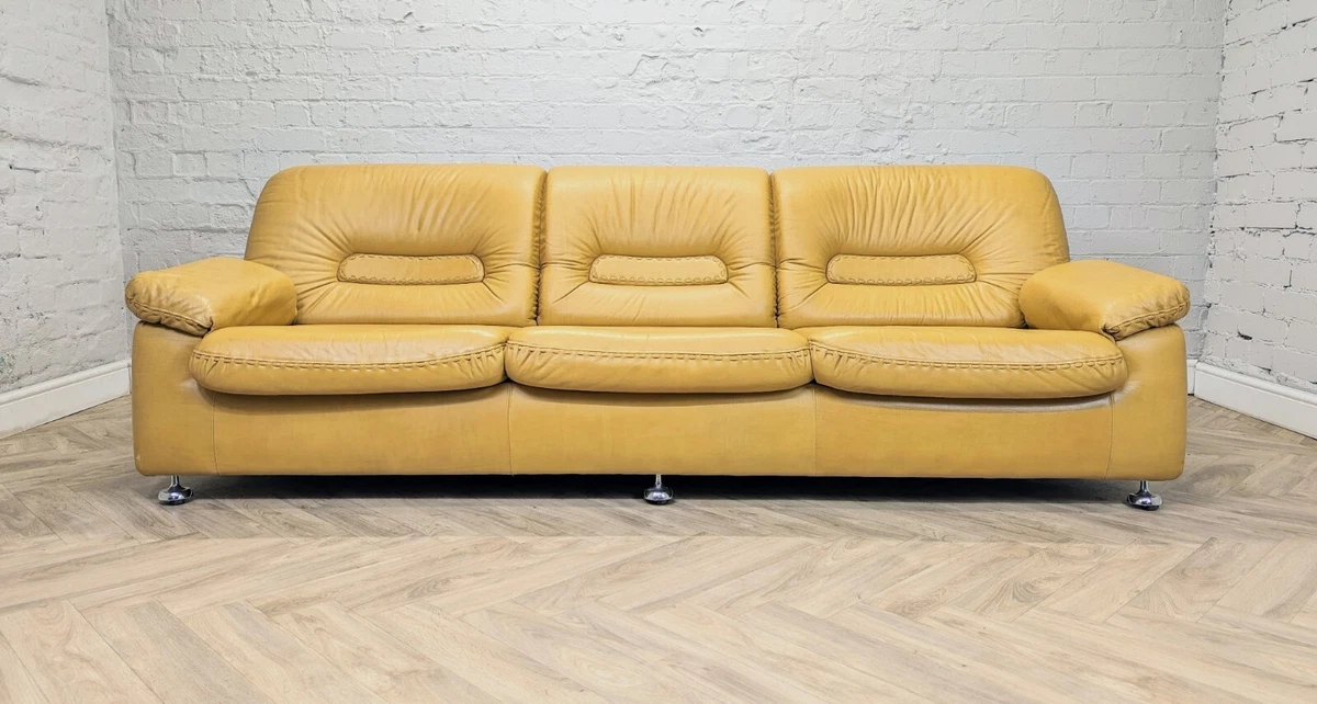 Mustard yellow leather sofa outlet