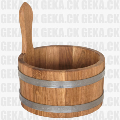 Wooden Sauna Oak Bucket Ladle 3L/5L - SPA / Russian Bath Pool