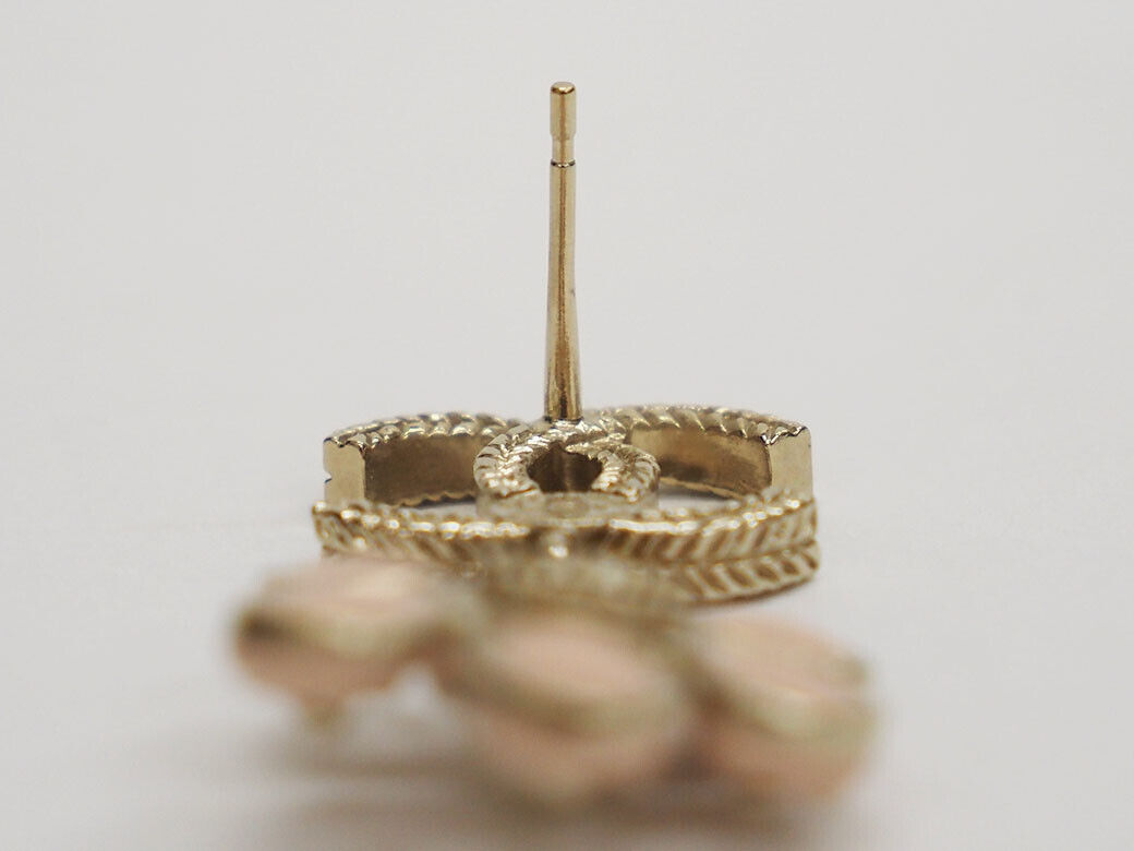 CHANEL Earrings CC Pink Flower Fake Pearl COCO Swing Gold GP