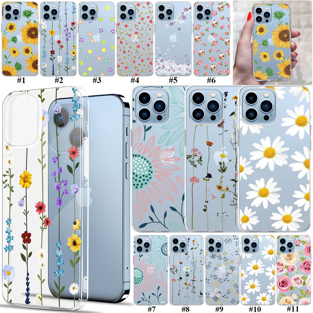 Pretty Floral Case For For Apple iPhone 17 16 15 14 Pro Max 13