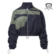 Image of Reebok Cardi B Woven Jacket Full Zip 2X-4X Green Black Gym Casual HA2699