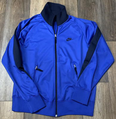 VTG Nike Sportswear Full Zip Track Jacket Mens L Blue Spellout Swoosh