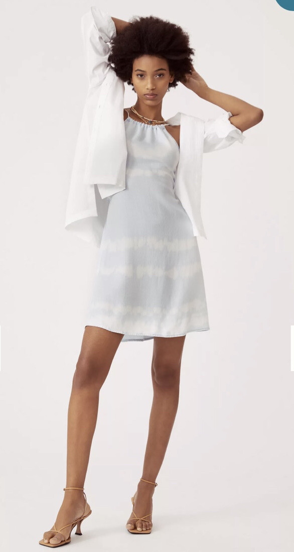Cloth & Stone Anthropologie Tie Dye Blue Bow Swing Mini Dress Size XS New  NWT | eBay